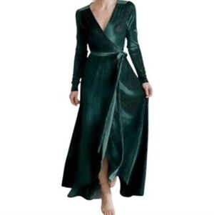 Baltic Born Womens M Serena Shimmery Metallic Velvet Long Sleeve Wrap Maxi Dress